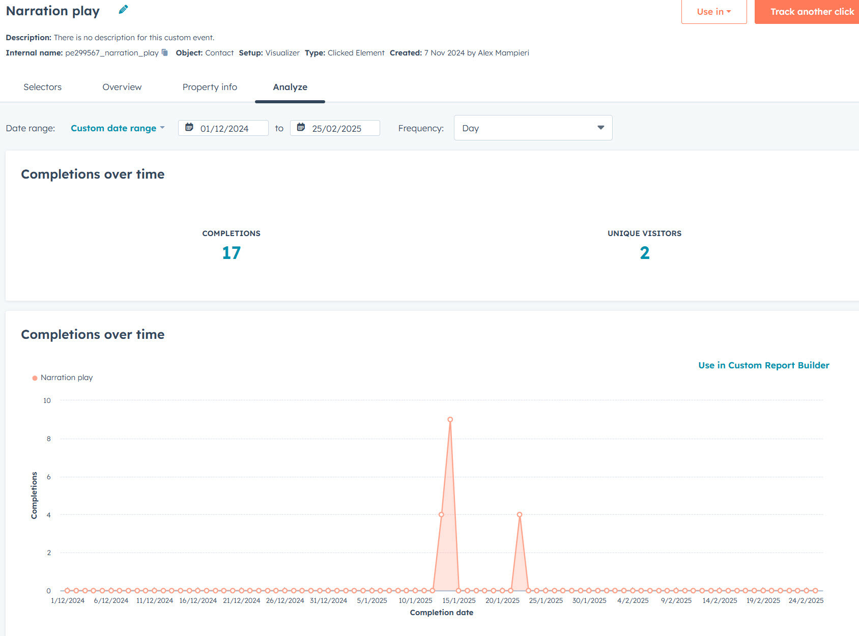 Custom event reporting Hubspot-1